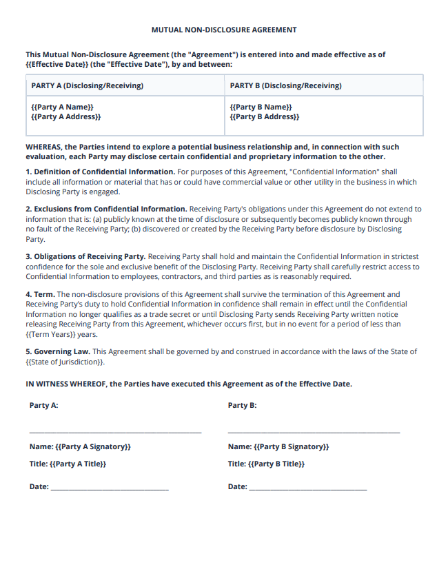 Standard Bulk NDA Generator