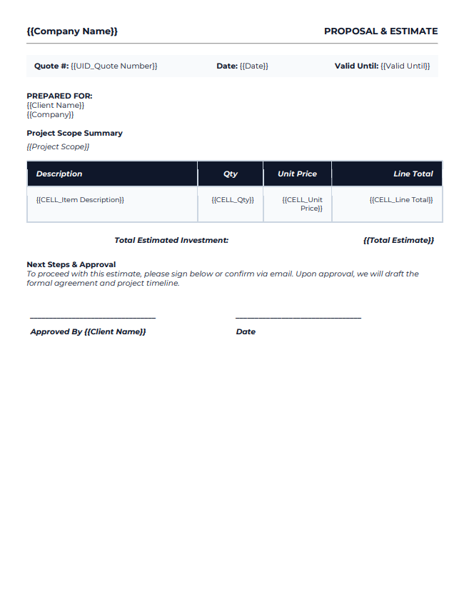 Business Proposal & Quote