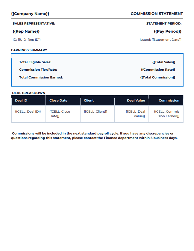 Sales Commission Statement