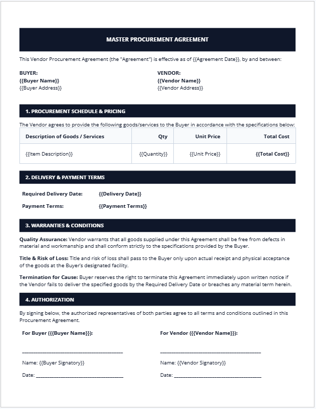 Procurement Agreement